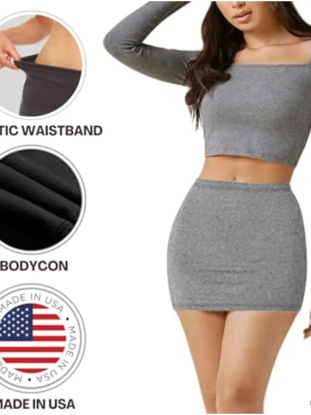 Stretchy Cotton Pencil Skirt for Women, Bodycon Mini Skirt, High Rise, Pull On,